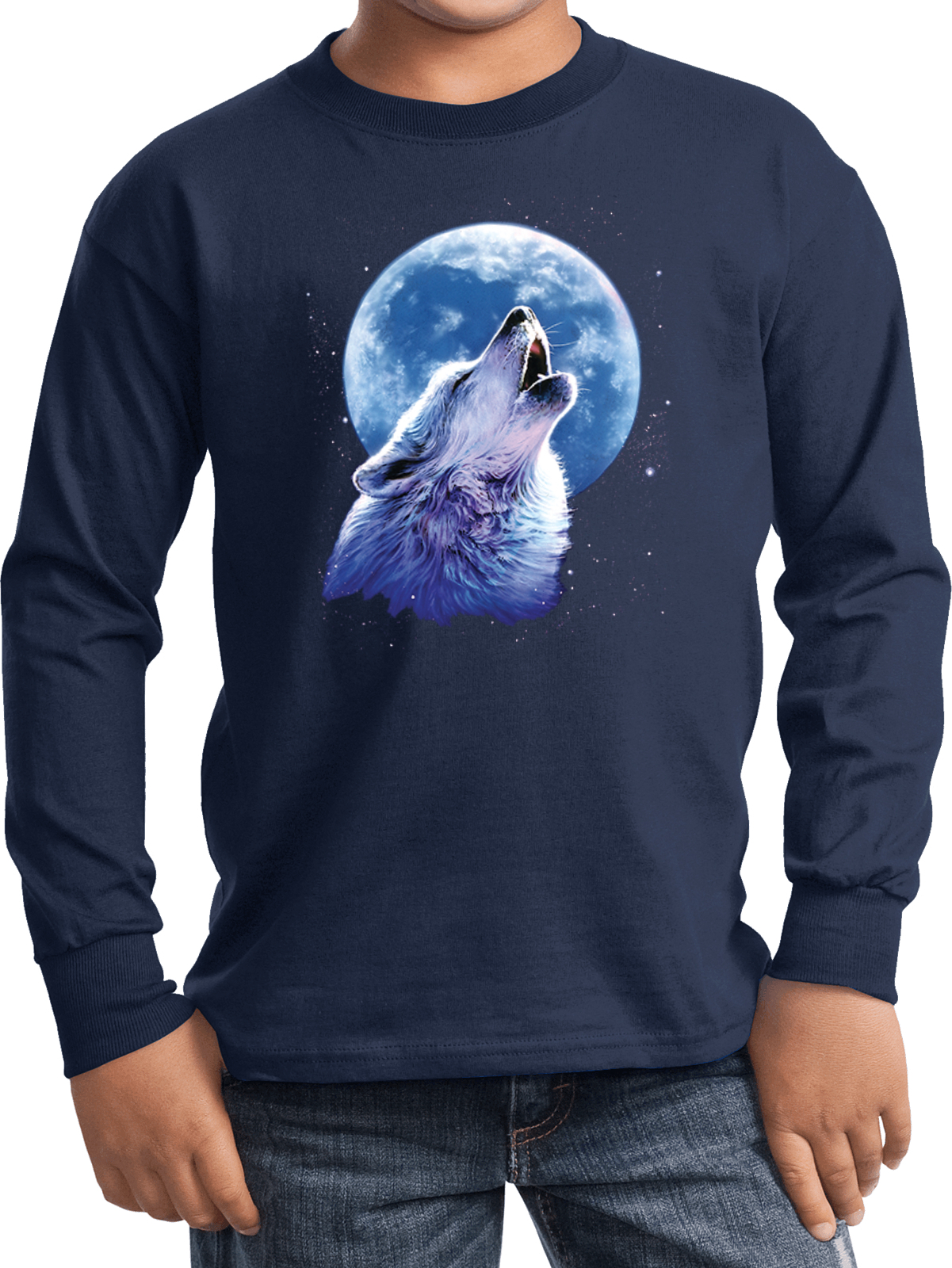 Buy Cool Shirts Kids Wolf and Moon T-shirt Call of the Wild Youth Long Sleeve - Picture 4 of 6