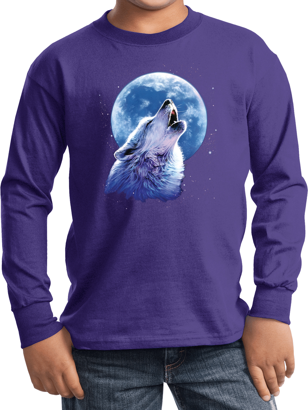 Buy Cool Shirts Kids Wolf and Moon T-shirt Call of the Wild Youth Long Sleeve - Picture 5 of 6