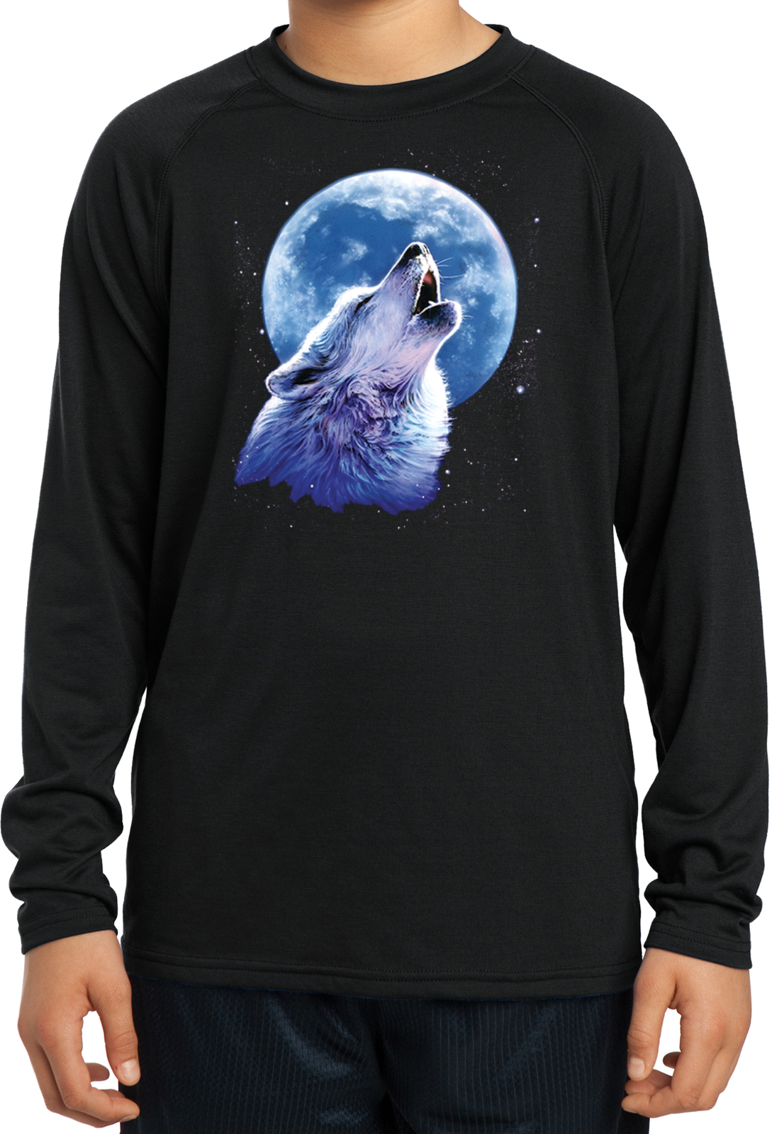 Buy Cool Shirts Kids Wolf and Moon Tee Call of the Wild Dry Wicking Long Sleeve - Picture 2 of 4