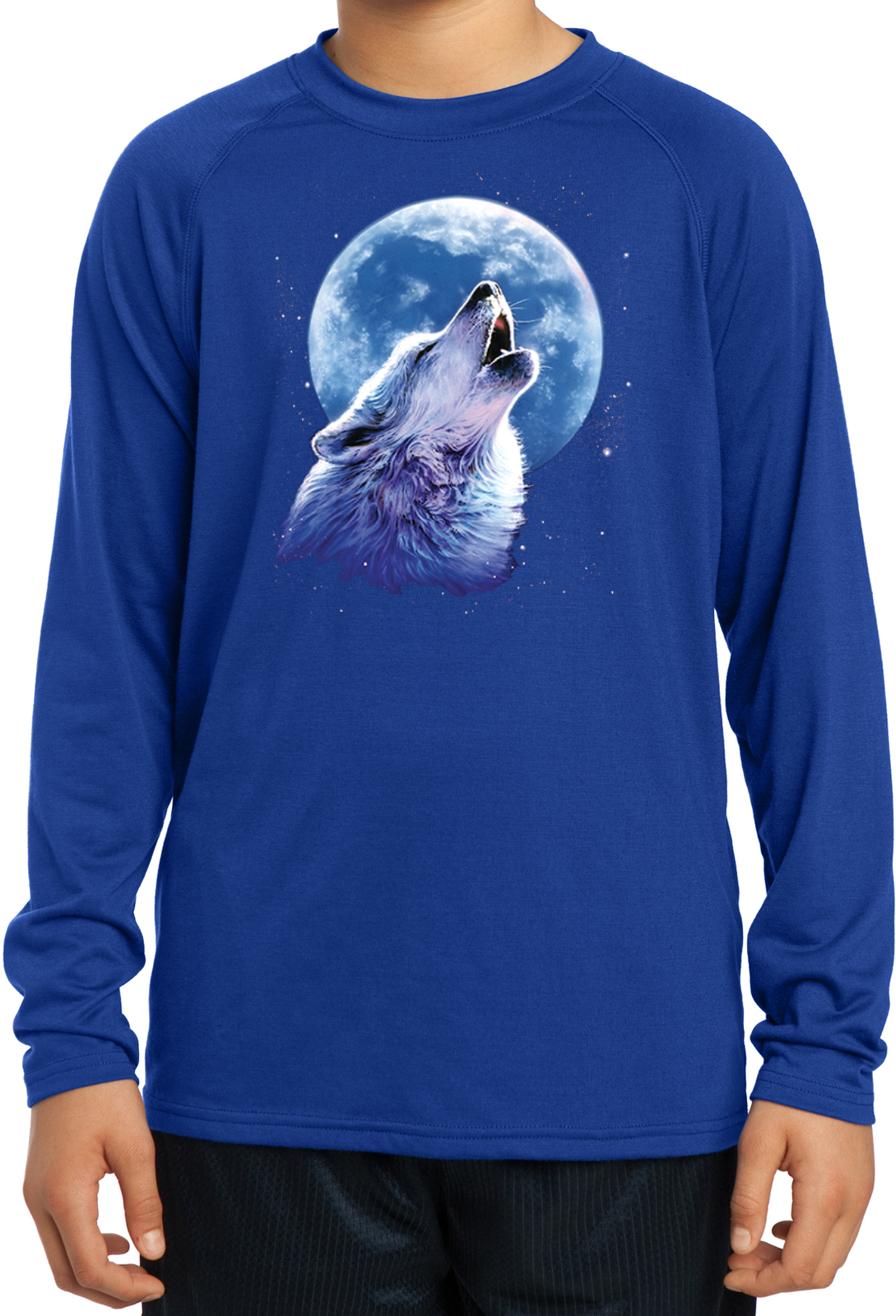 Buy Cool Shirts Kids Wolf and Moon Tee Call of the Wild Dry Wicking Long Sleeve - Picture 4 of 4