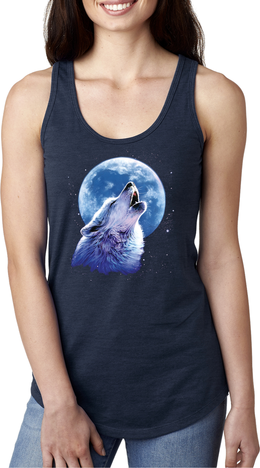 Buy Cool Shirts Ladies Wolf and Moon Tank Top Call of the Wild Ideal Racerback - Picture 8 of 13