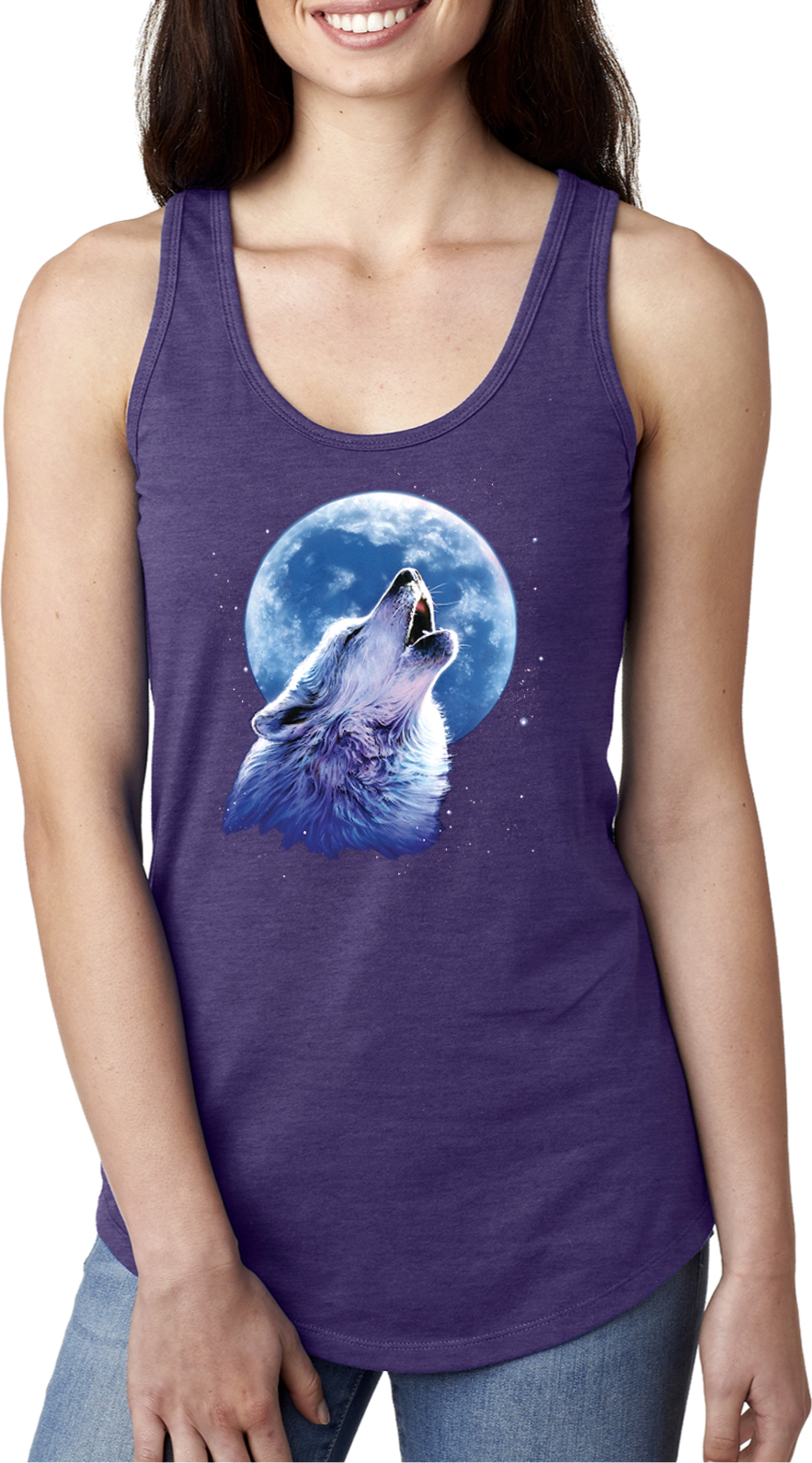 Buy Cool Shirts Ladies Wolf and Moon Tank Top Call of the Wild Ideal Racerback - Picture 10 of 13