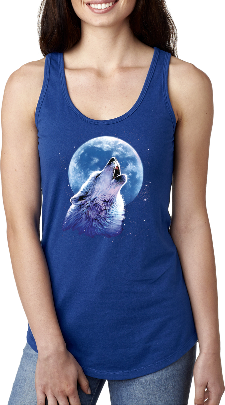 Buy Cool Shirts Ladies Wolf and Moon Tank Top Call of the Wild Ideal Racerback - Picture 12 of 13