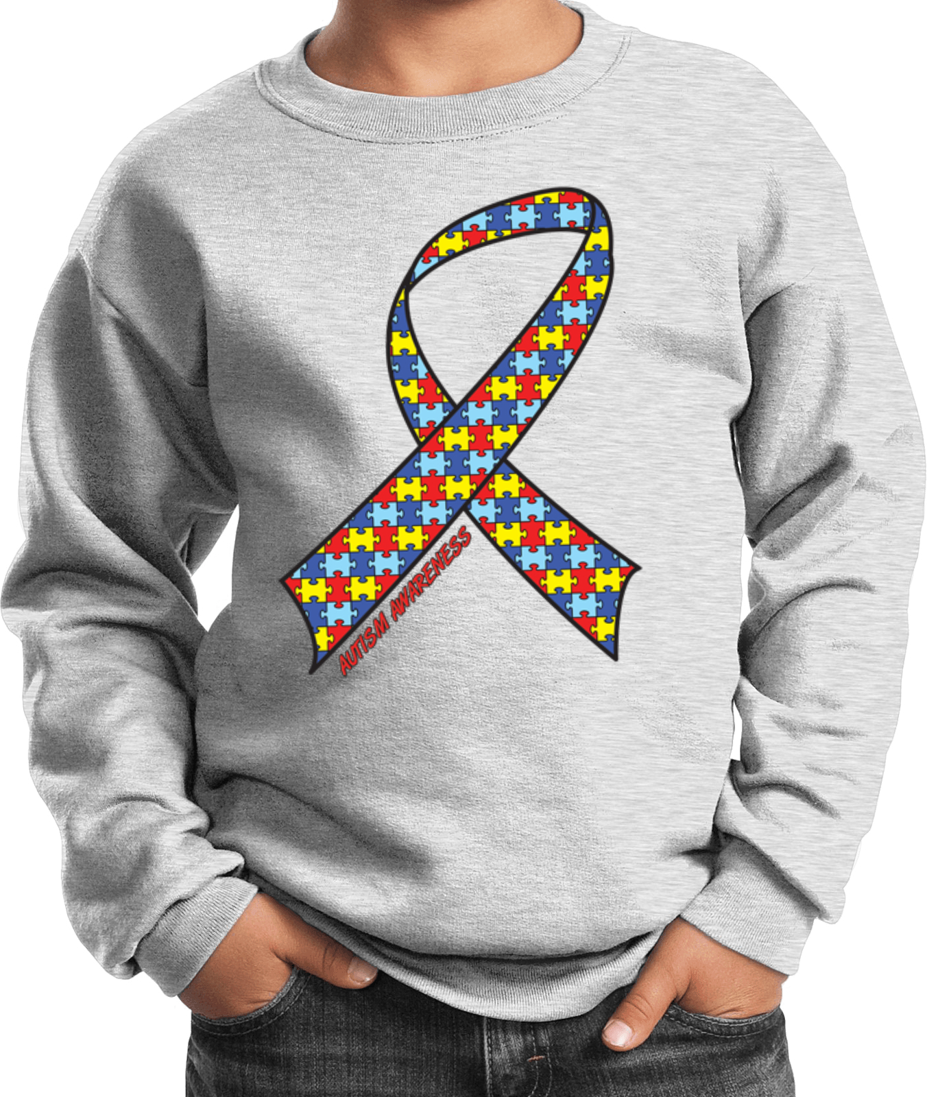 Kids Autism Ribbon Sweatshirt - Picture 2 of 16