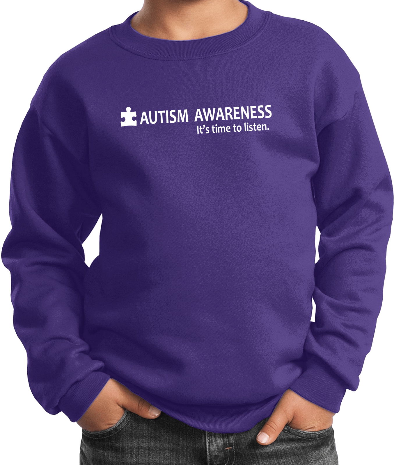 Buy Cool Shirts Autism Awareness Time to Listen Youth Kids Sweatshirt - Picture 12 of 15