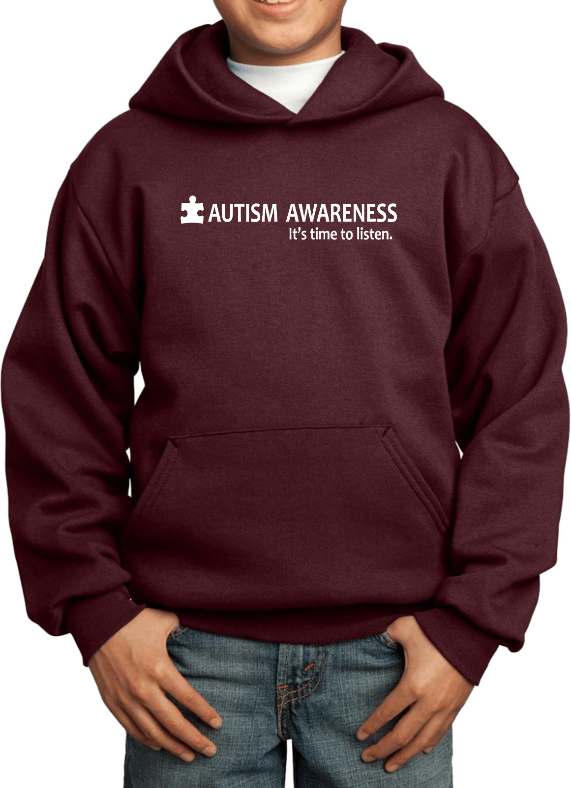 Buy Cool Shirts Autism Awareness Time to Listen Youth Kids Hoodie - Picture 9 of 16