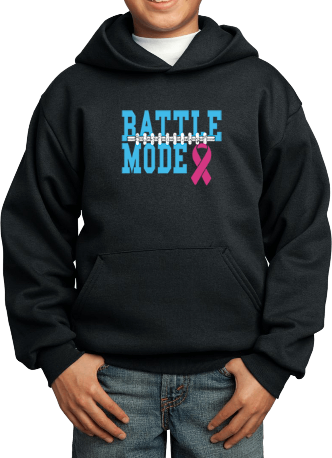 Buy Cool Shirts Kids Breast Cancer Hoodie Battle Mode