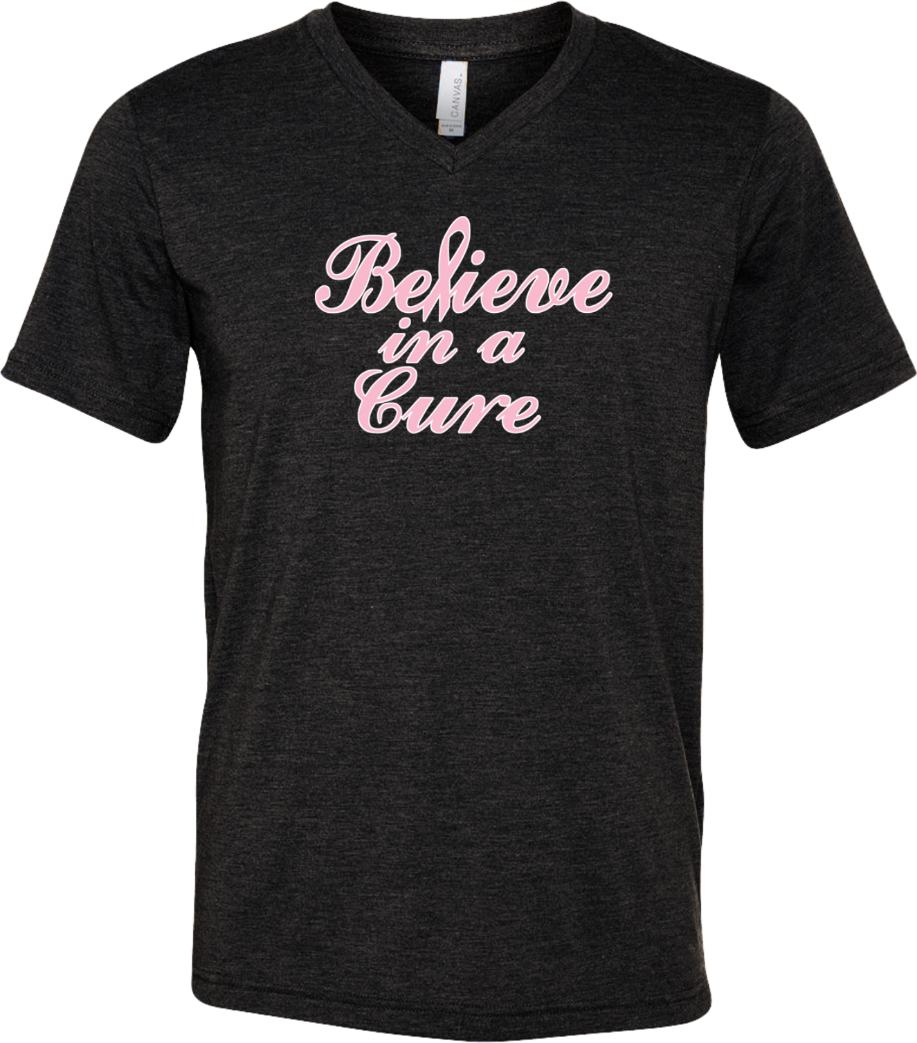 Breast Cancer T-shirt Believe in a Cure Tri Blend V-Neck