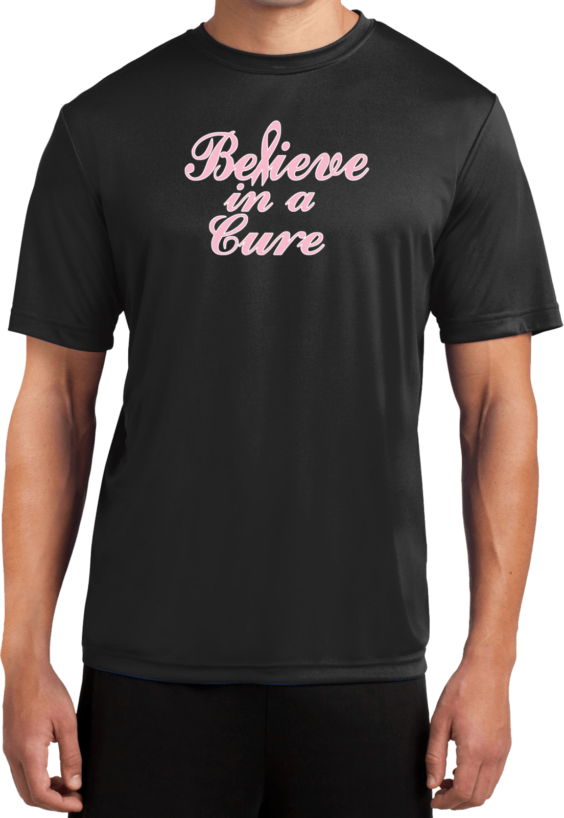 Breast Cancer T-shirt Believe in a Cure Moisture Wicking Tee