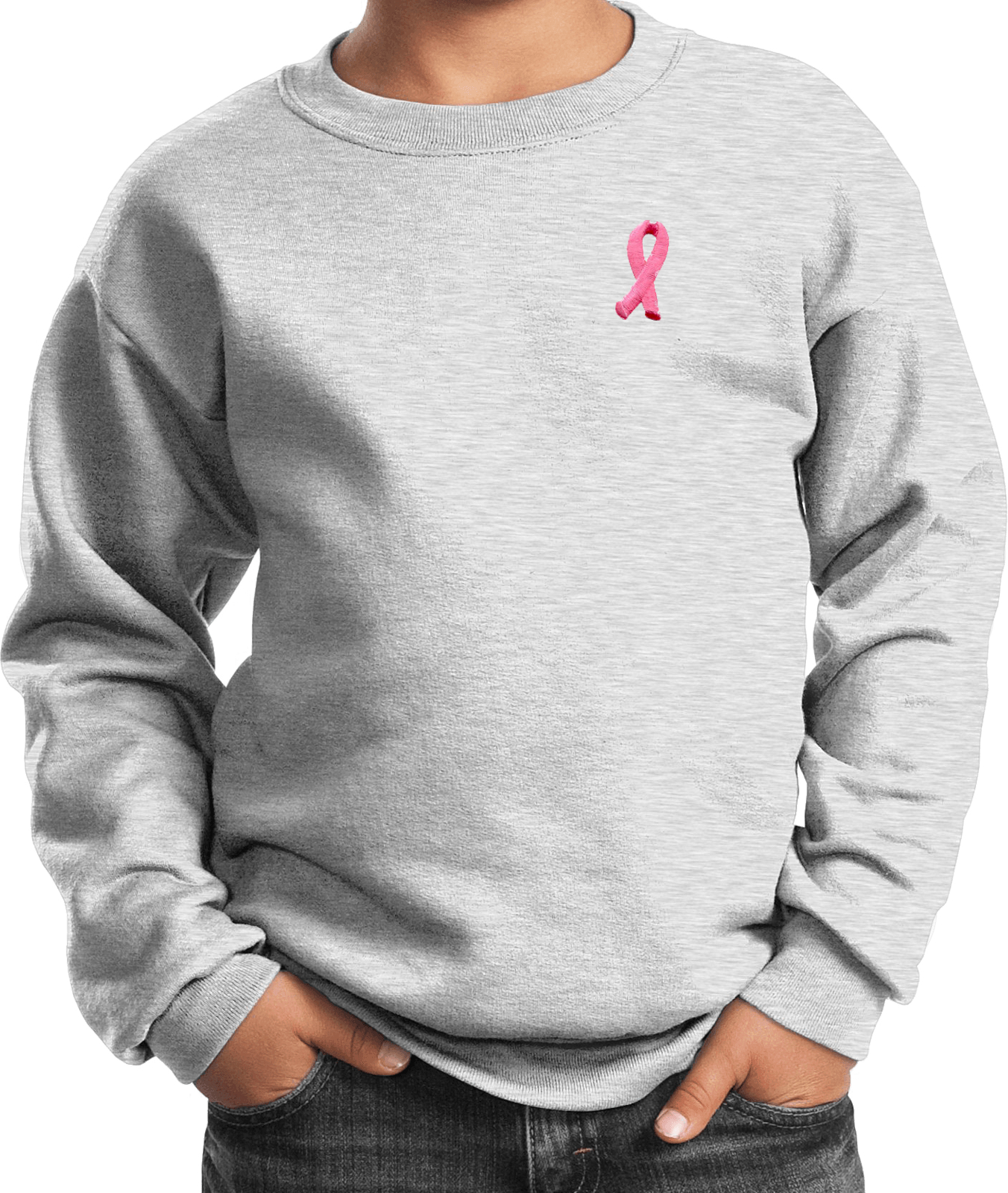 Buy Cool Shirts Kids Breast Cancer Sweatshirt Embroidered Pink Ribbon - Picture 2 of 17