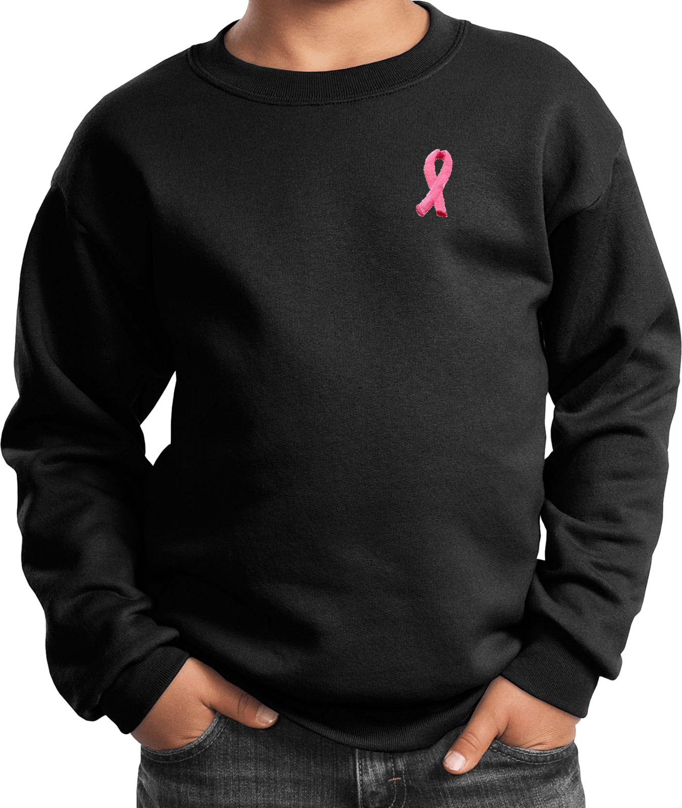 Buy Cool Shirts Kids Breast Cancer Sweatshirt Embroidered Pink Ribbon - Picture 4 of 17