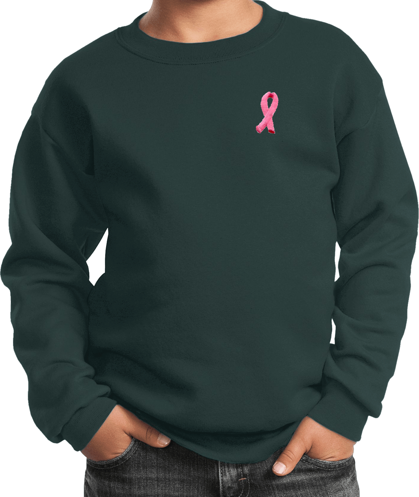 Buy Cool Shirts Kids Breast Cancer Sweatshirt Embroidered Pink Ribbon - Picture 7 of 17