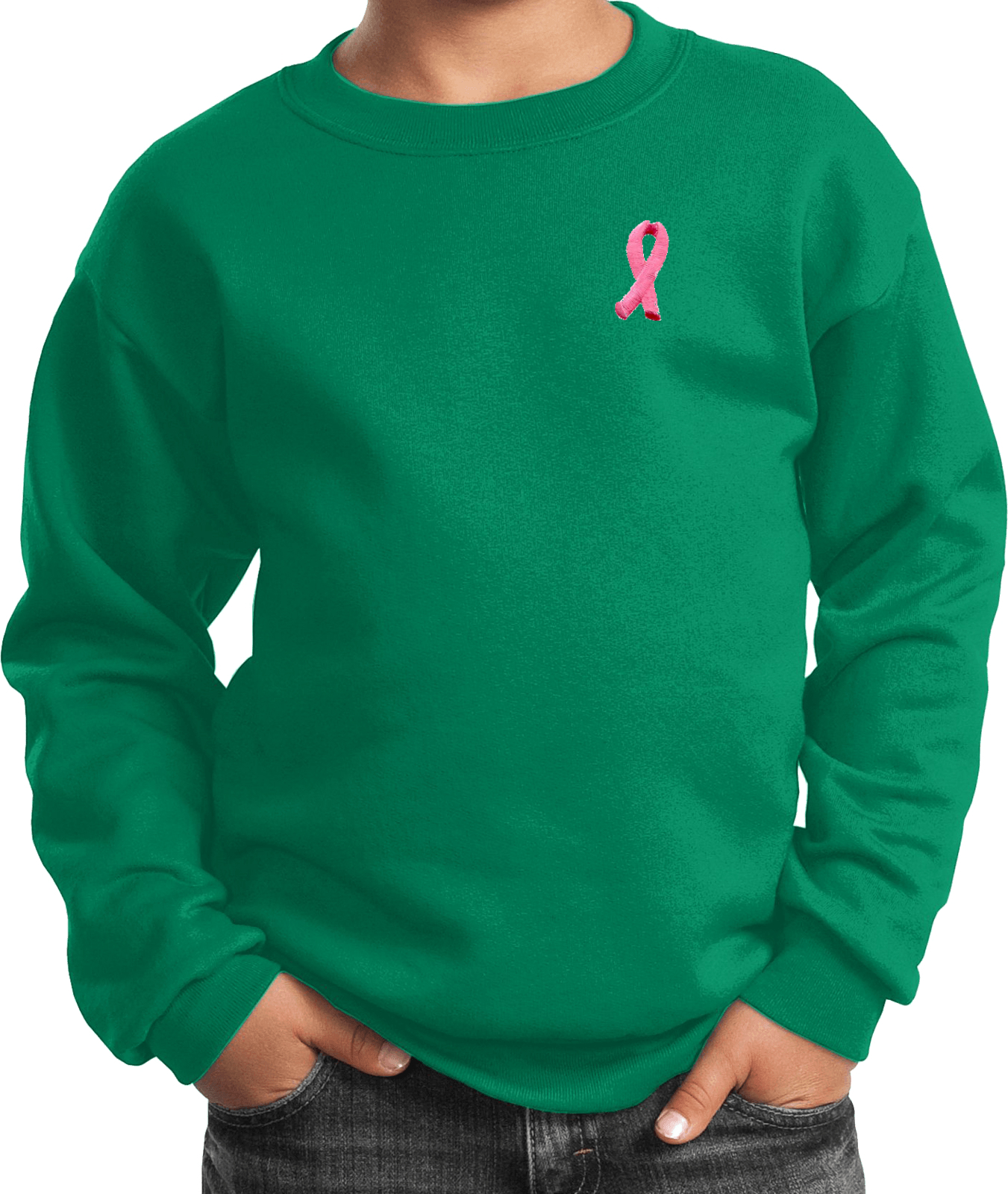 Buy Cool Shirts Kids Breast Cancer Sweatshirt Embroidered Pink Ribbon - Picture 8 of 17