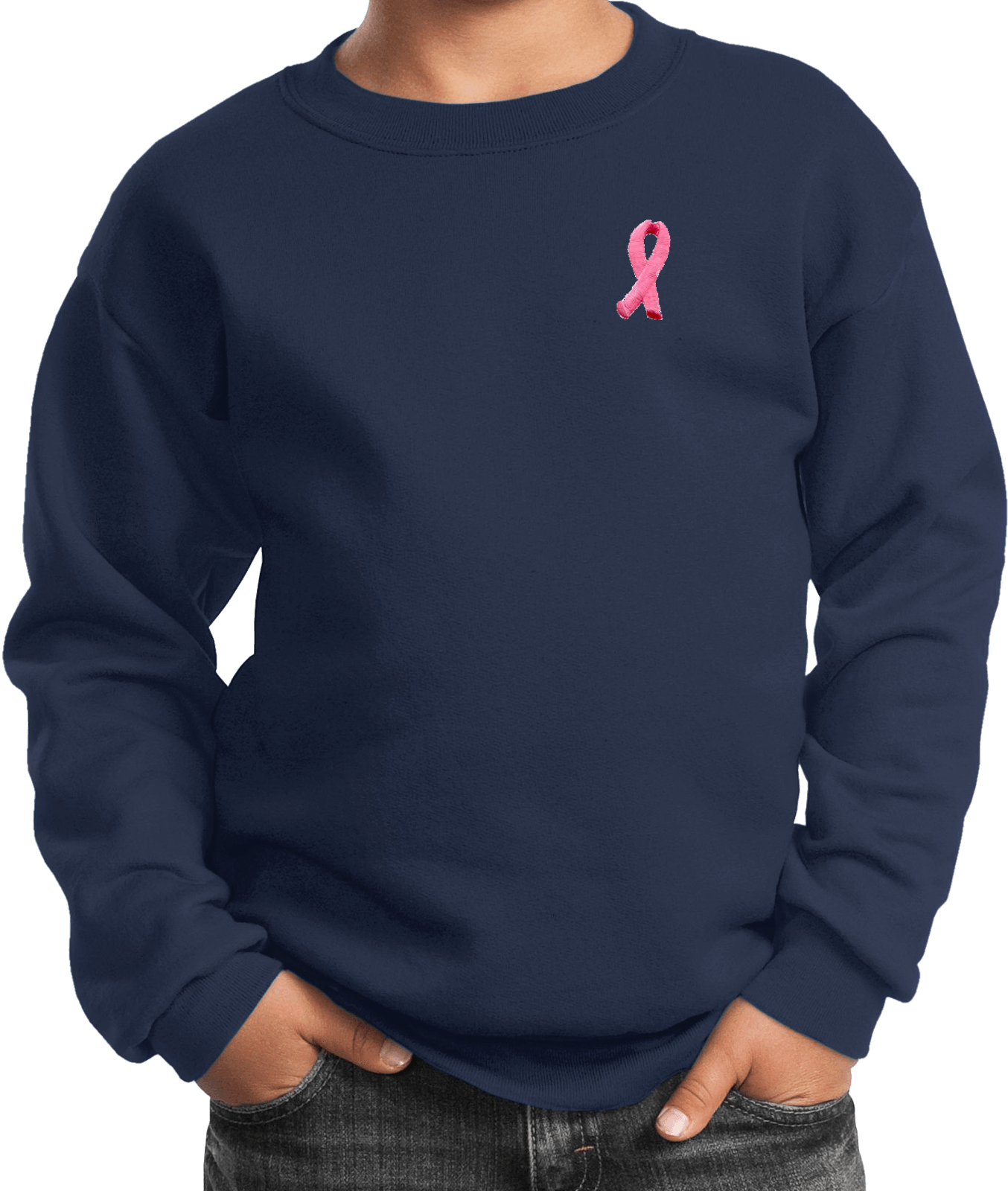Buy Cool Shirts Kids Breast Cancer Sweatshirt Embroidered Pink Ribbon - Picture 10 of 17