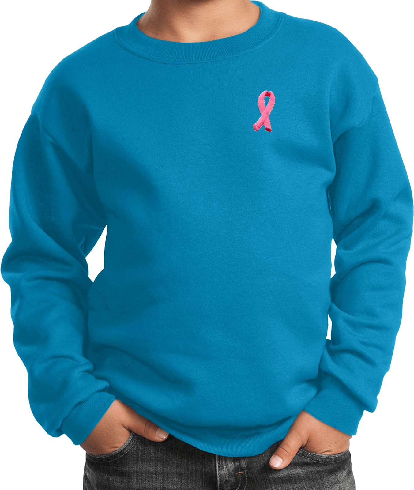 Buy Cool Shirts Kids Breast Cancer Sweatshirt Embroidered Pink Ribbon - Picture 11 of 17