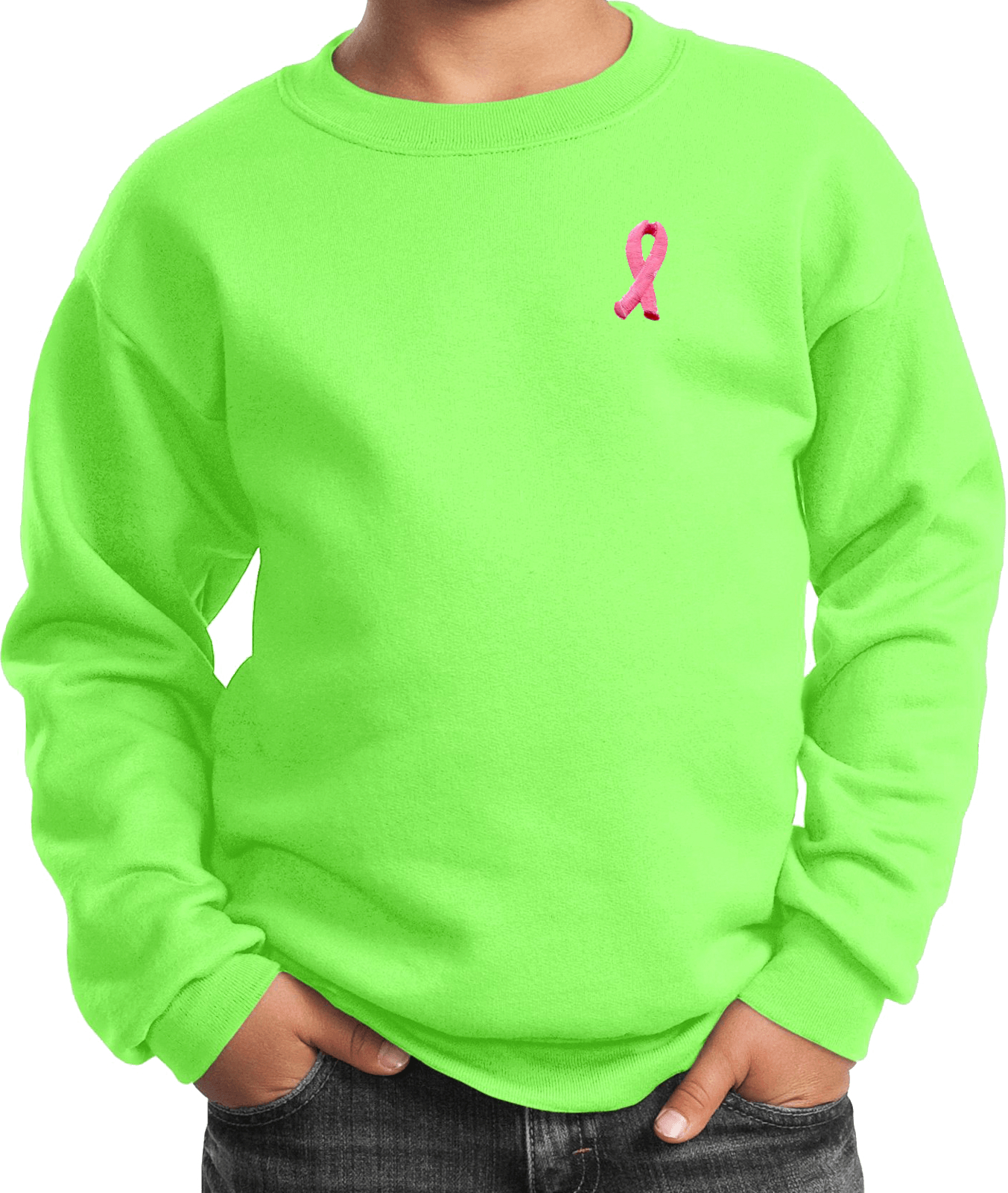 Buy Cool Shirts Kids Breast Cancer Sweatshirt Embroidered Pink Ribbon - Picture 12 of 17