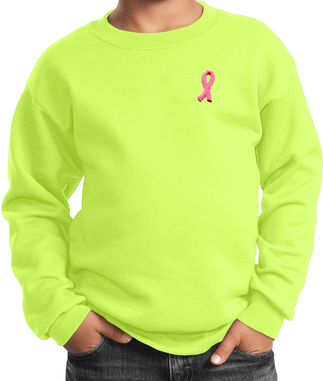 Buy Cool Shirts Kids Breast Cancer Sweatshirt Embroidered Pink Ribbon - Picture 13 of 17