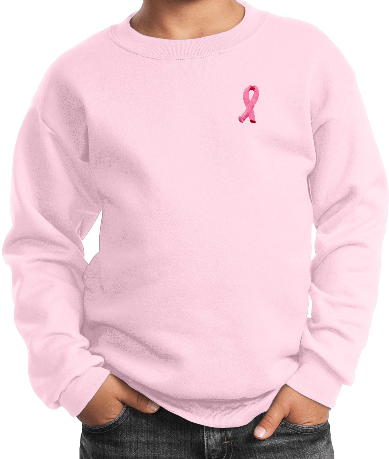 Buy Cool Shirts Kids Breast Cancer Sweatshirt Embroidered Pink Ribbon - Picture 14 of 17