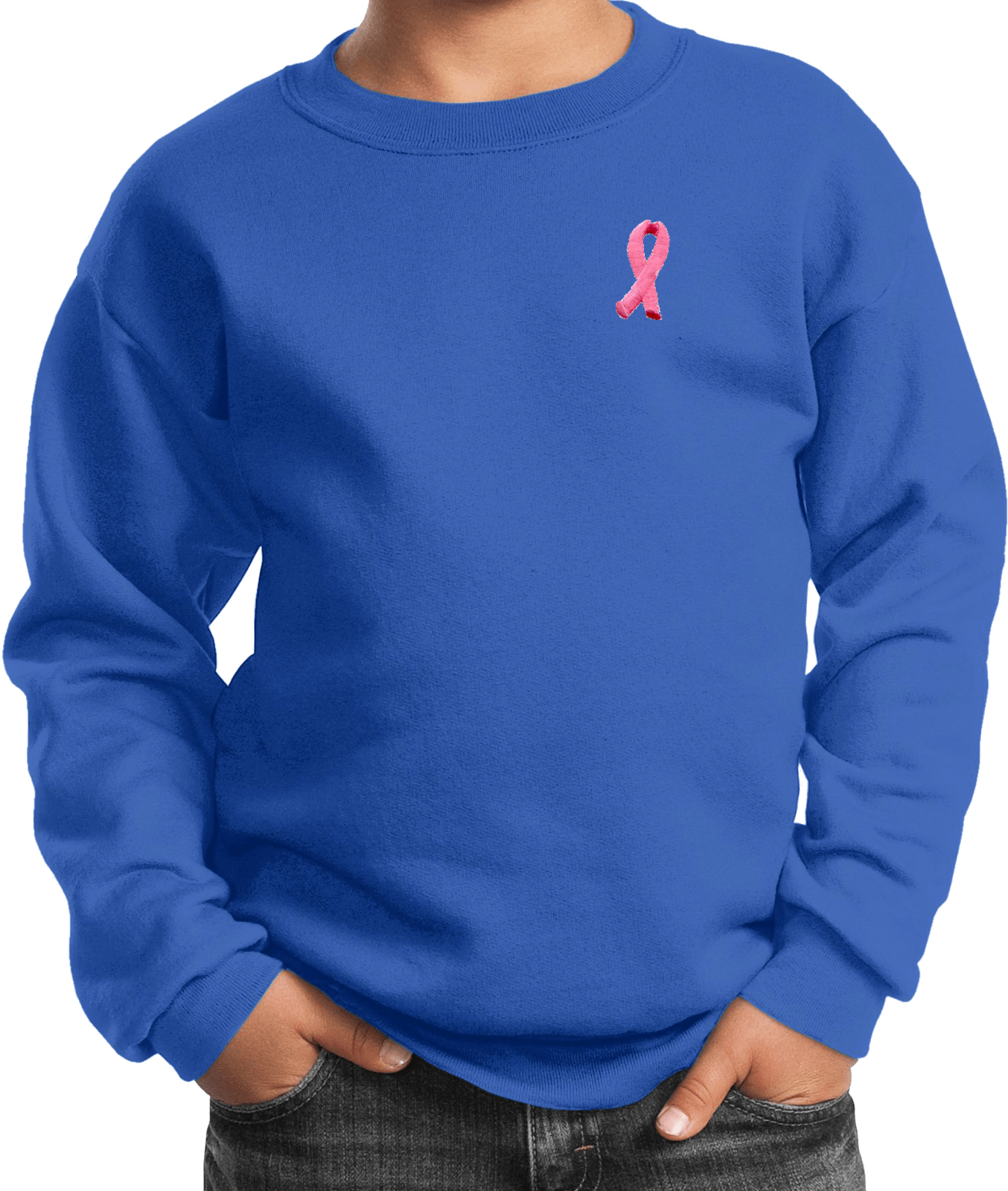 Buy Cool Shirts Kids Breast Cancer Sweatshirt Embroidered Pink Ribbon - Picture 16 of 17