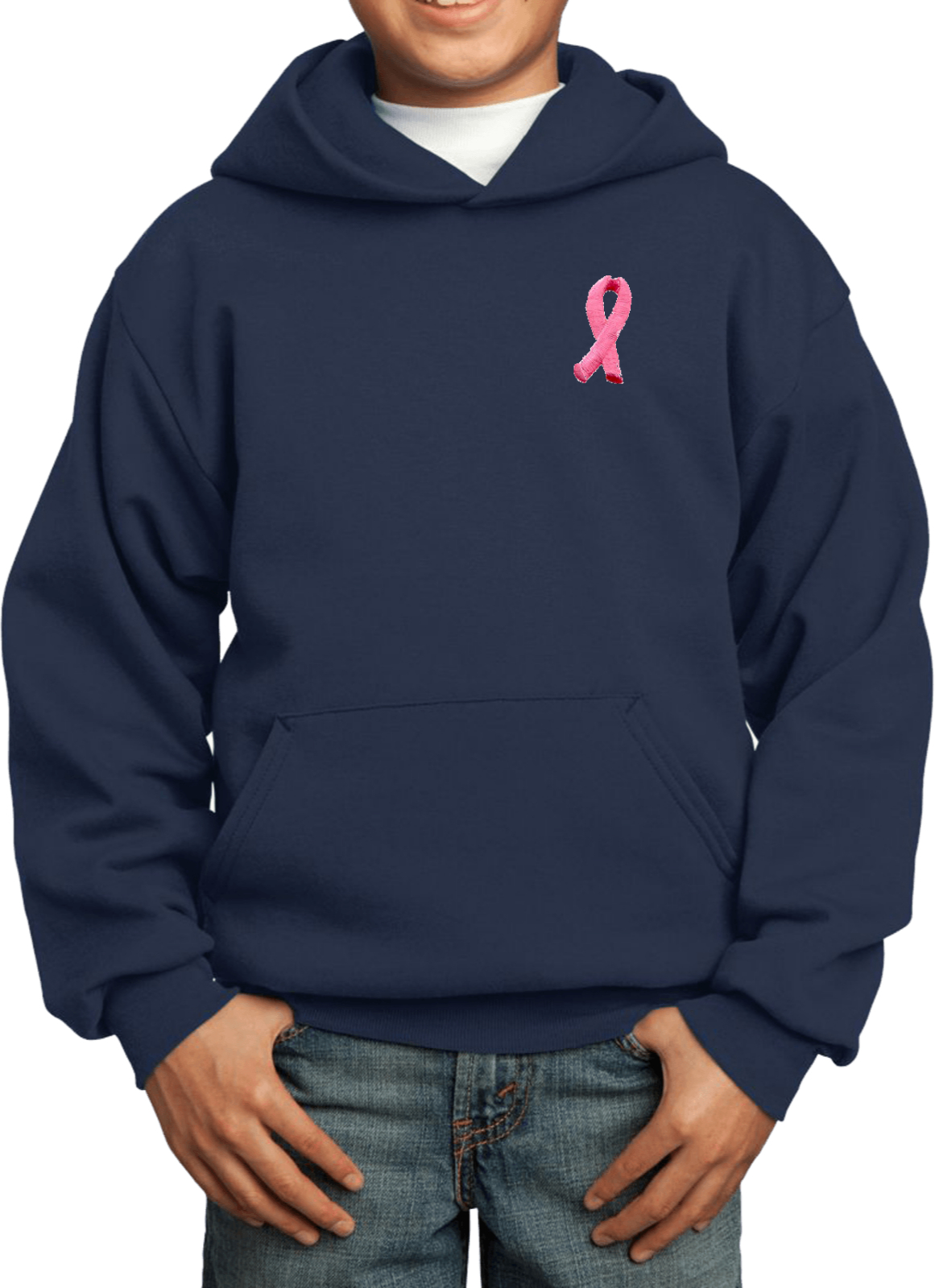 Buy Cool Shirts Kids Breast Cancer Hoodie Embroidered Pink Ribbon Pocket Print - Picture 12 of 19