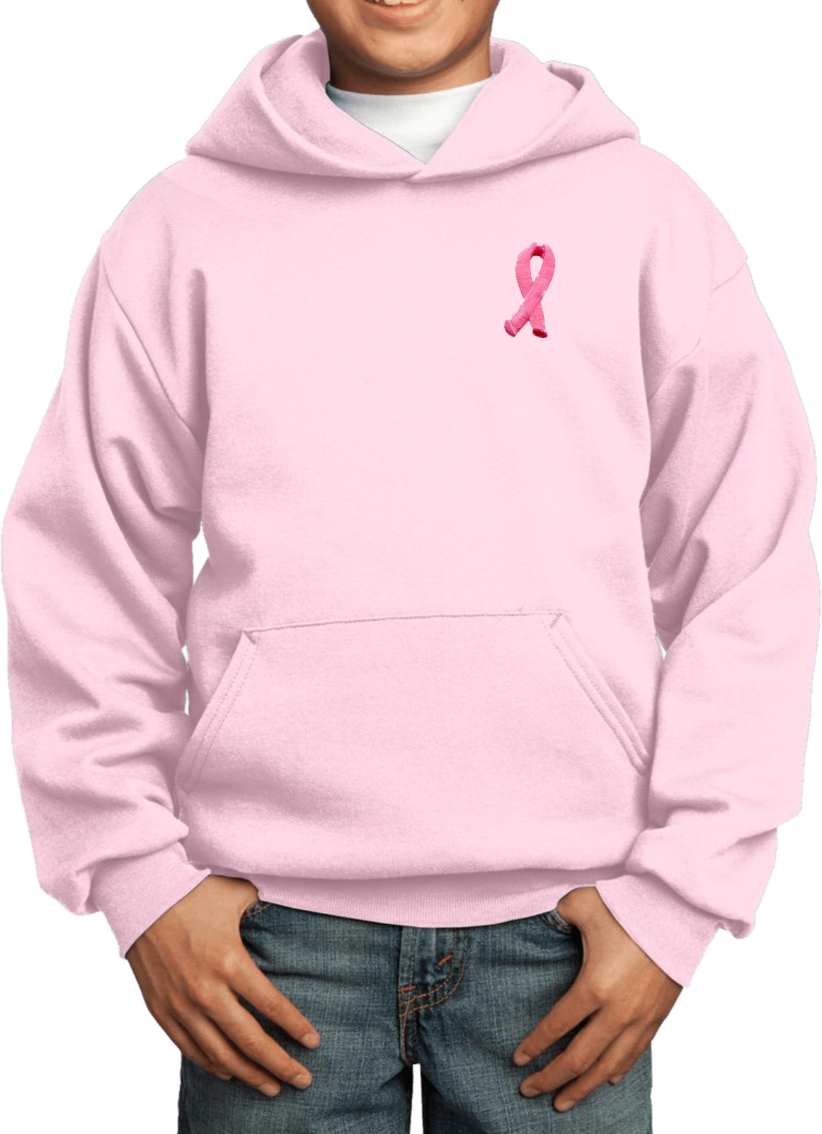 Buy Cool Shirts Kids Breast Cancer Hoodie Embroidered Pink Ribbon Pocket Print - Picture 16 of 19