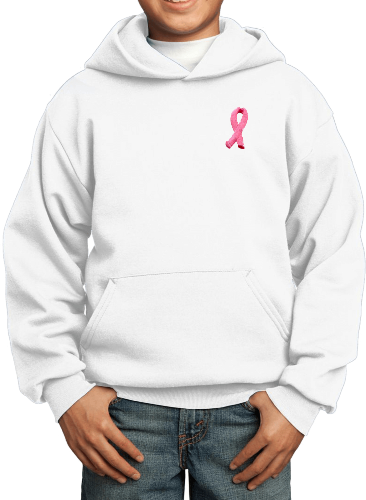 Buy Cool Shirts Kids Breast Cancer Hoodie Embroidered Pink Ribbon Pocket Print - Picture 19 of 19