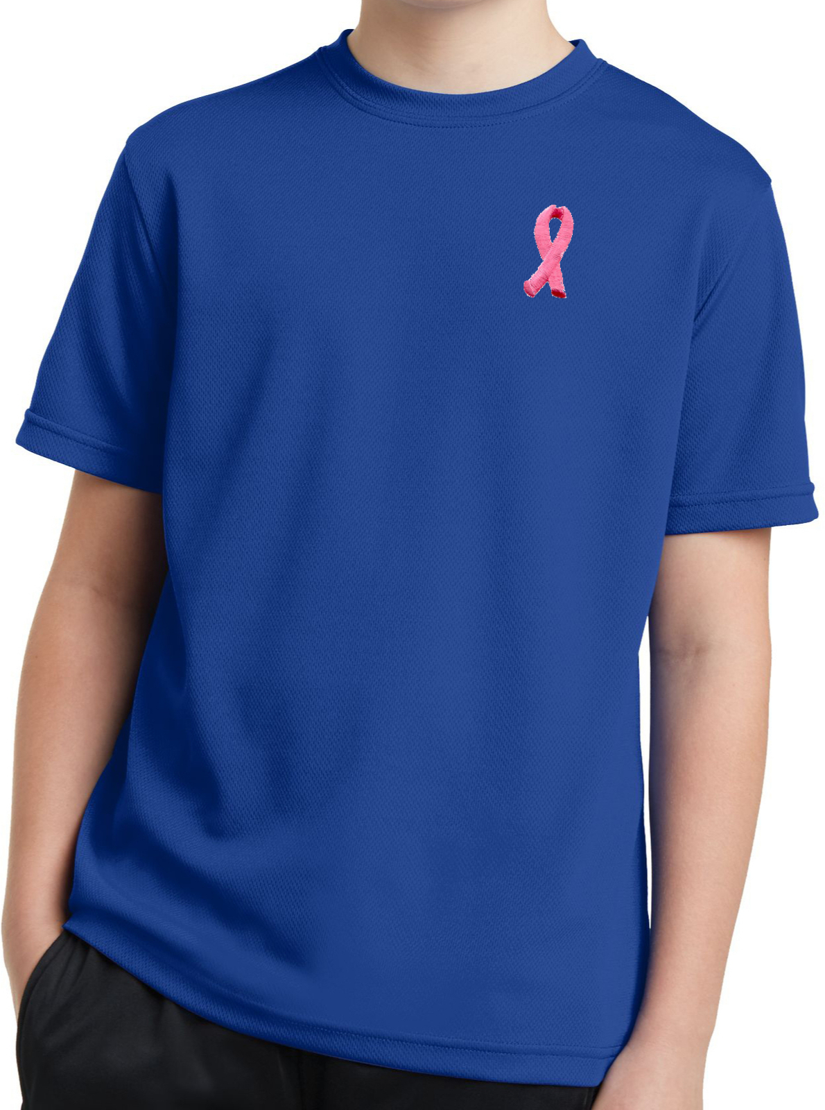 Buy Cool Shirts Kids Breast Cancer Tee Embroidered Pink Ribbon Dry Wicking Shirt - Picture 10 of 12
