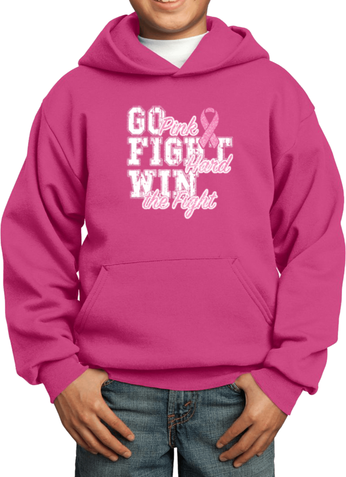 Kids Breast Cancer Hoodie Go Fight Win - Picture 9 of 10