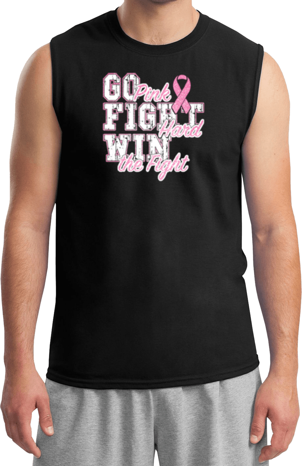Breast Cancer T-shirt Go Fight Win Muscle Tee