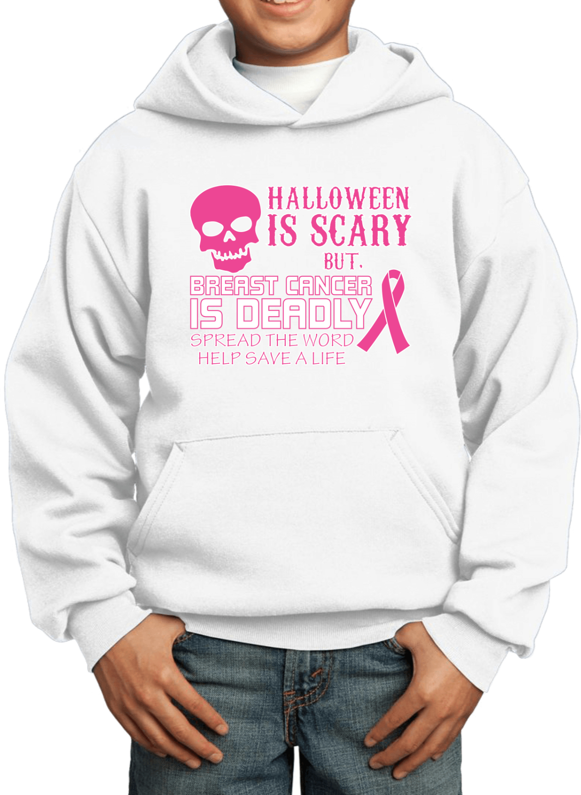 Buy Cool Shirts Kids Breast Cancer Hoodie Halloween Scary - Picture 5 of 5