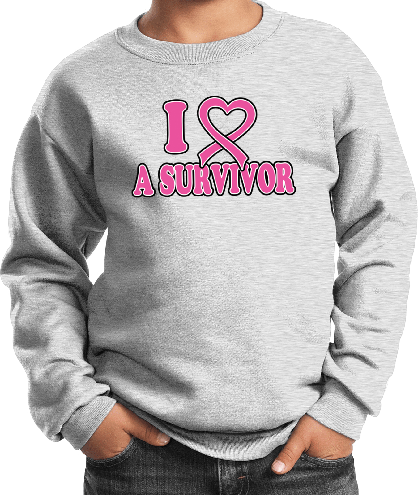 Buy Cool Shirts Kids Breast Cancer Sweatshirt I Heart a Survivor - Picture 2 of 7