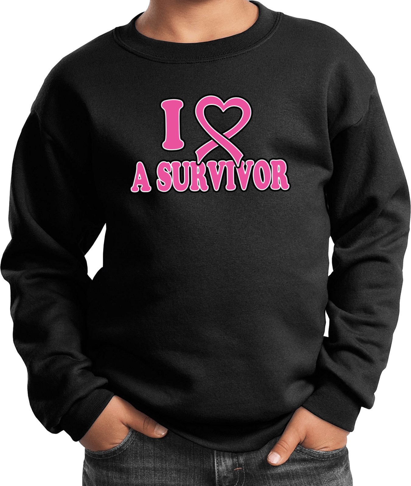 Buy Cool Shirts Kids Breast Cancer Sweatshirt I Heart a Survivor - Picture 3 of 7