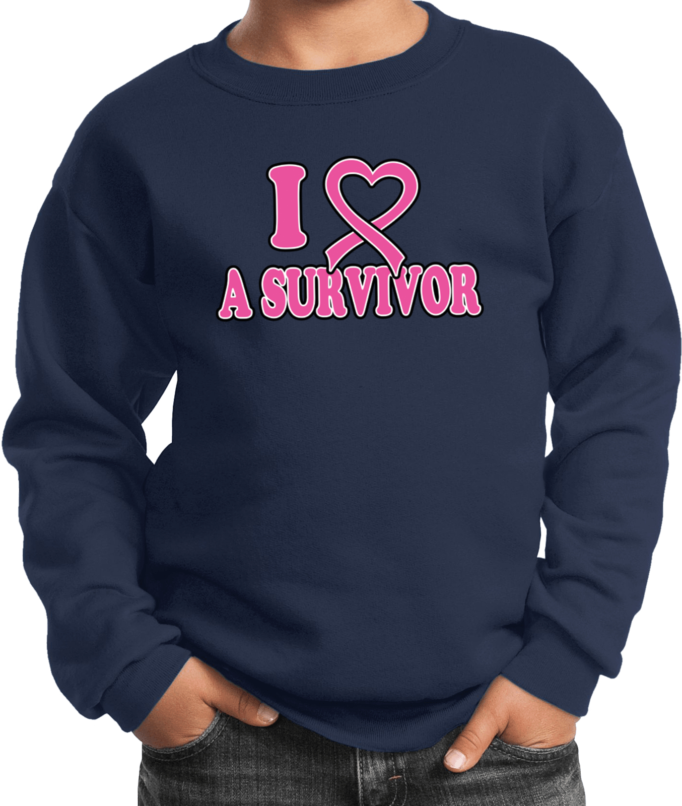 Buy Cool Shirts Kids Breast Cancer Sweatshirt I Heart a Survivor - Picture 5 of 7