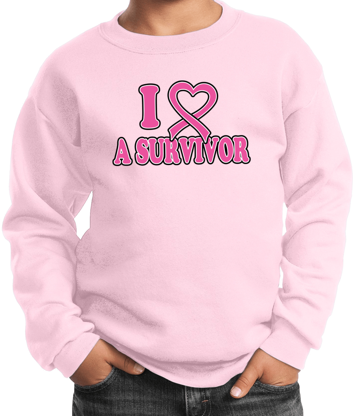 Buy Cool Shirts Kids Breast Cancer Sweatshirt I Heart a Survivor - Picture 6 of 7
