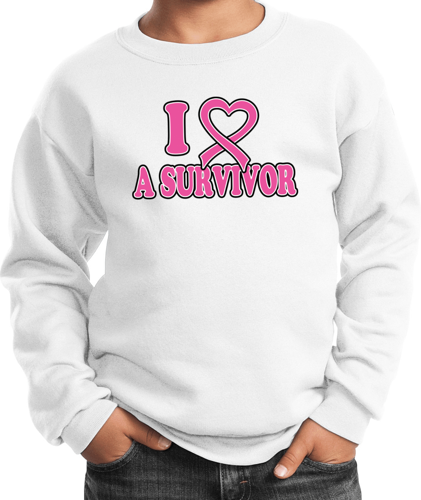 Buy Cool Shirts Kids Breast Cancer Sweatshirt I Heart a Survivor - Picture 7 of 7