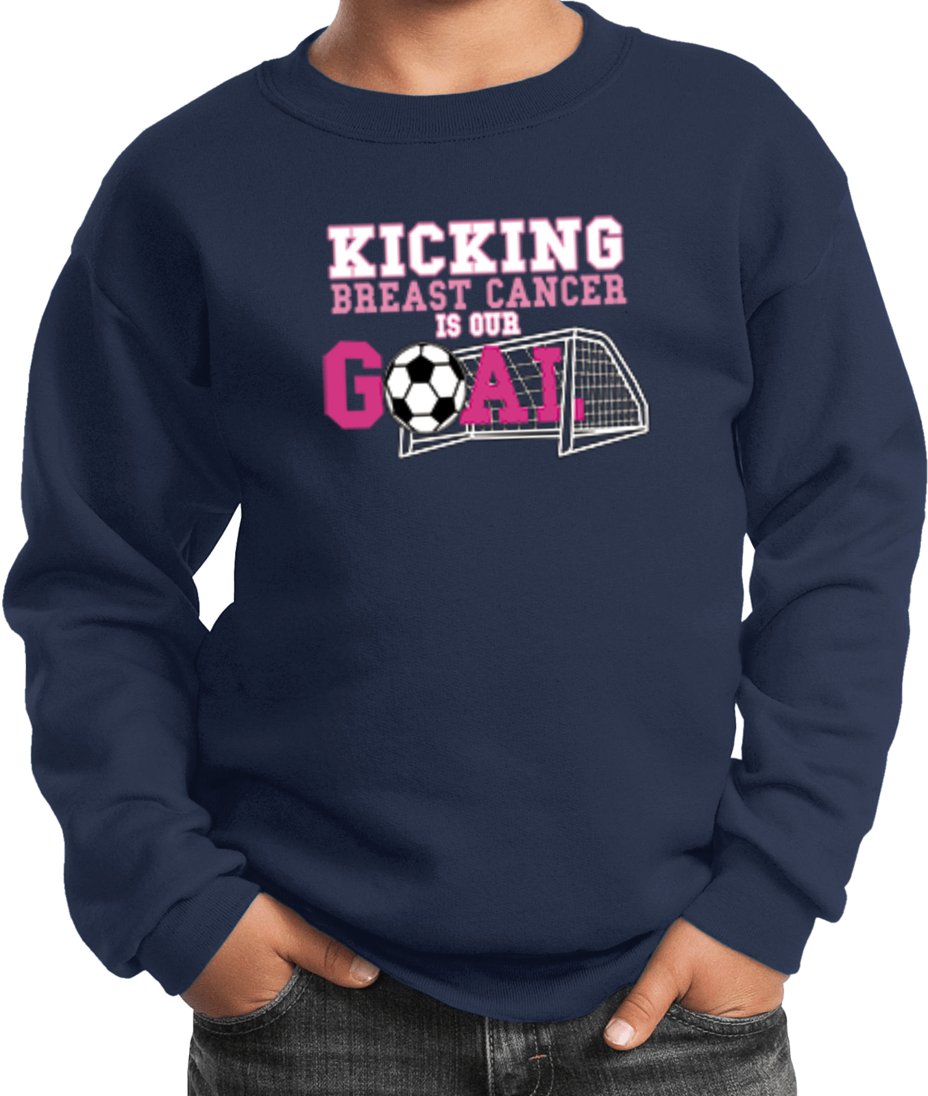 Buy Cool Shirts Kids Breast Cancer Sweatshirt Kicking Cancer is Our Goal - Picture 4 of 4