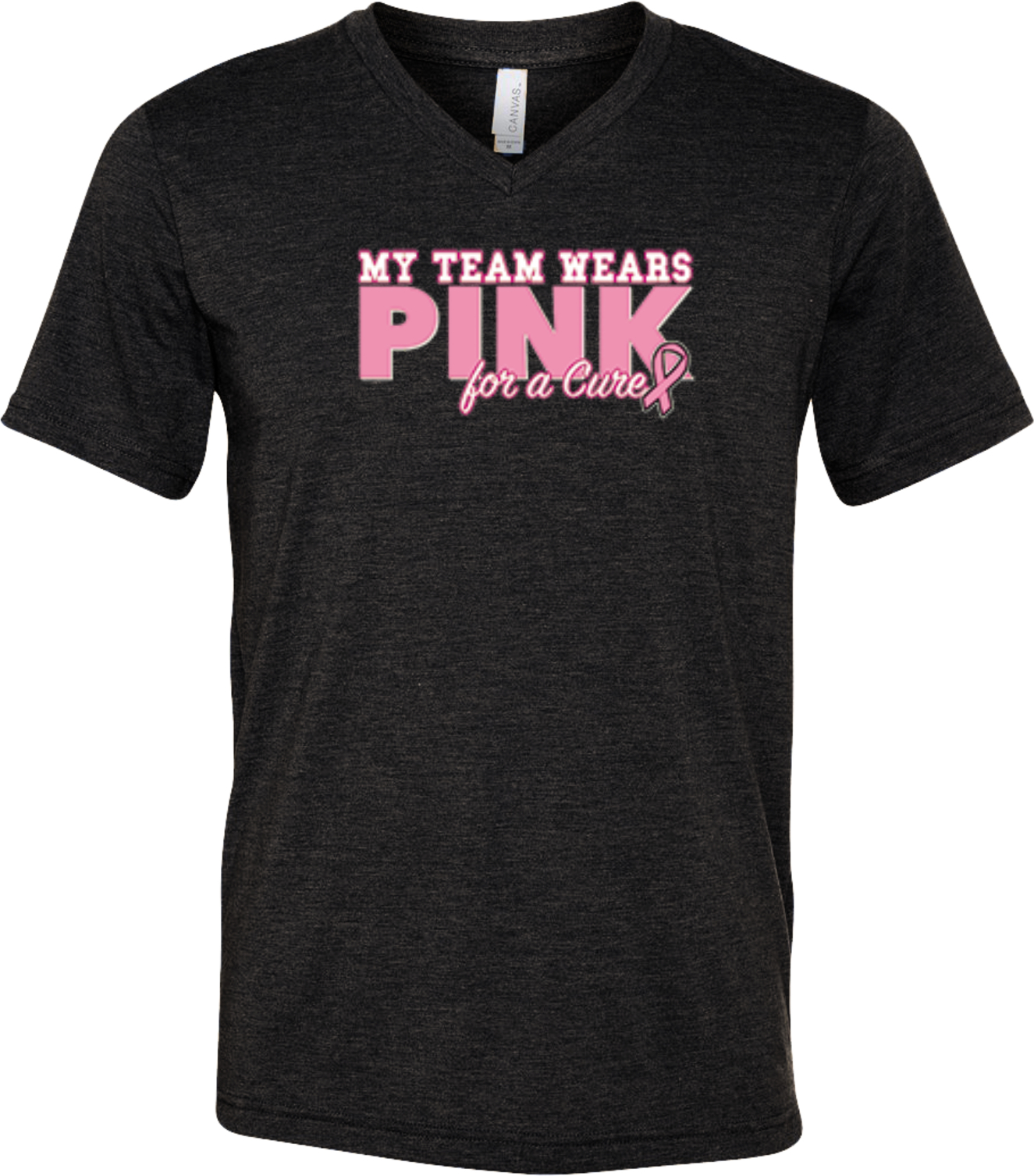 Buy Cool Shirts Breast Cancer T-shirt My Team Wears Pink Tri Blend V-Neck