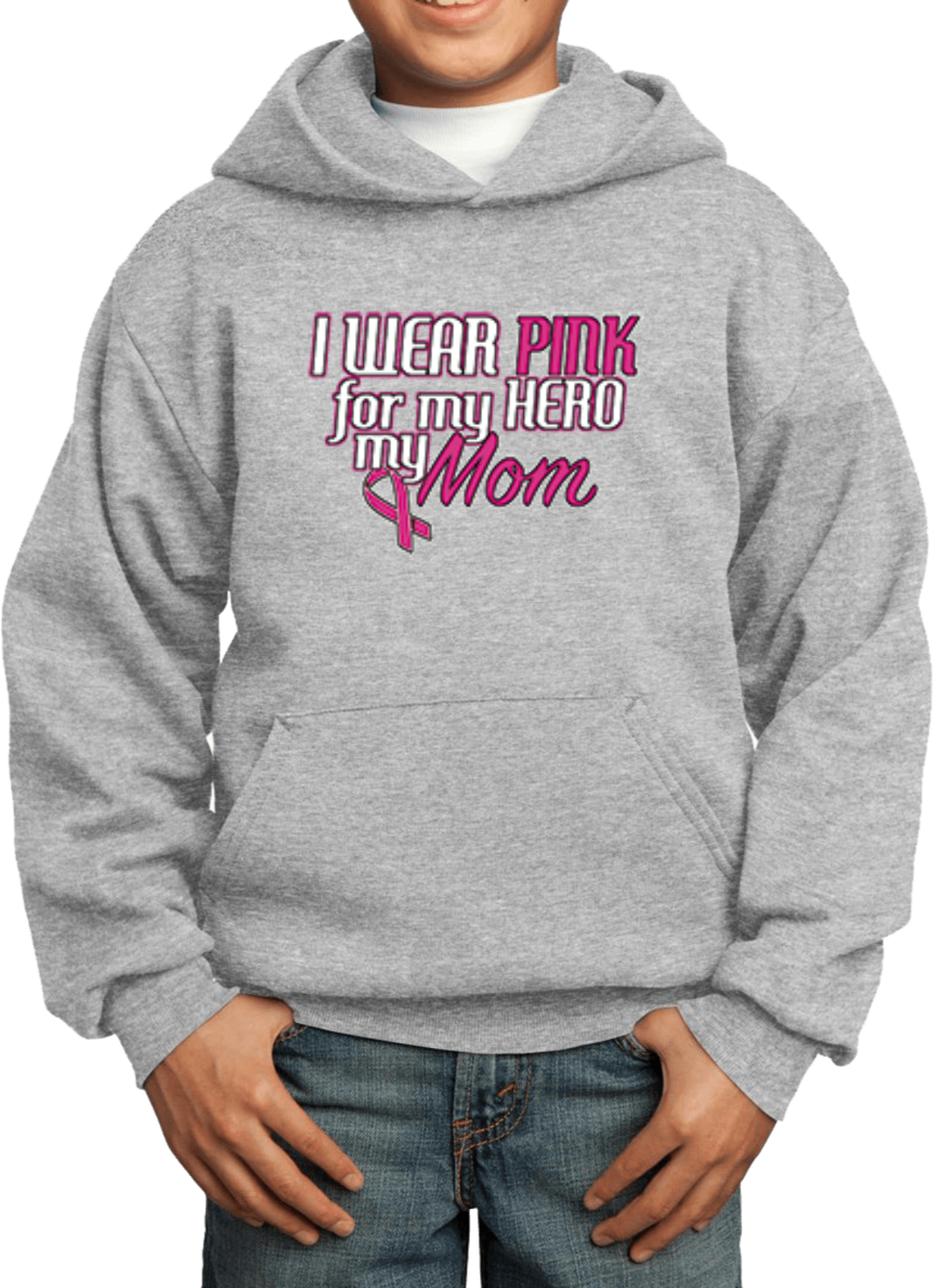 Buy Cool Shirts Kids Breast Cancer Hoodie Pink For My Hero - Picture 2 of 9