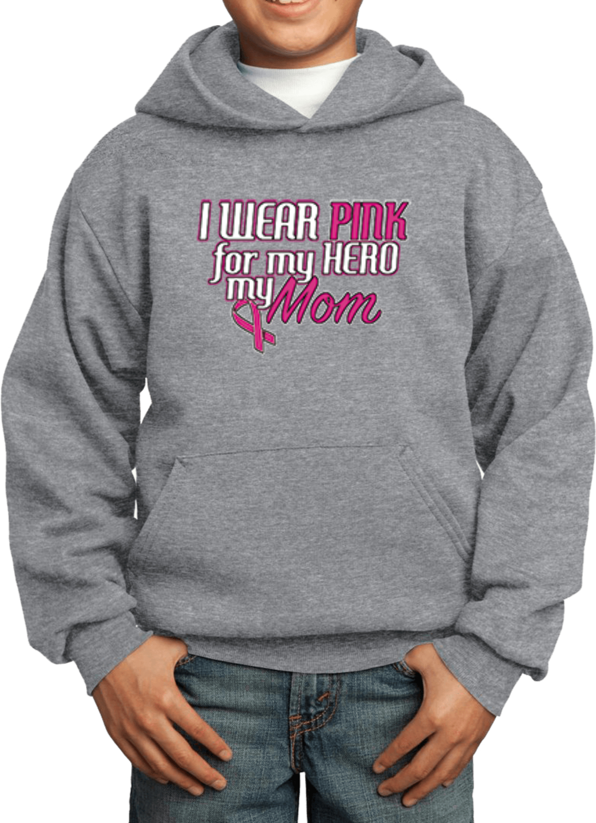 Buy Cool Shirts Kids Breast Cancer Hoodie Pink For My Hero - Picture 3 of 9