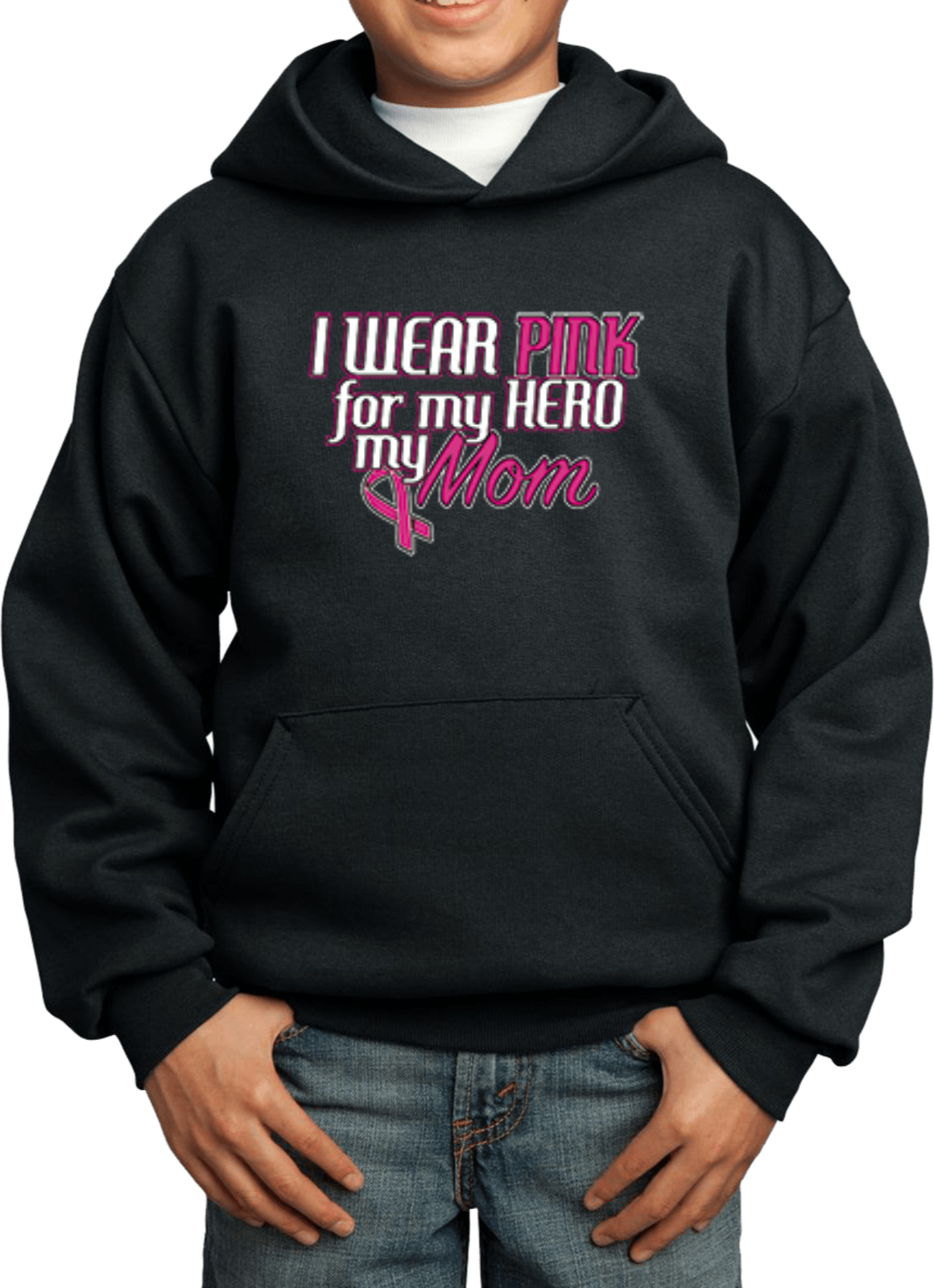 Buy Cool Shirts Kids Breast Cancer Hoodie Pink For My Hero - Picture 4 of 9