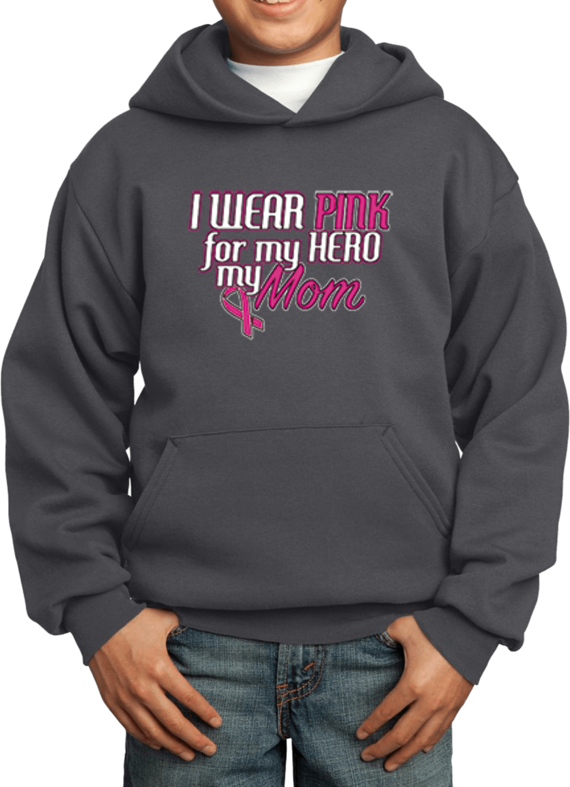 Buy Cool Shirts Kids Breast Cancer Hoodie Pink For My Hero - Picture 5 of 9