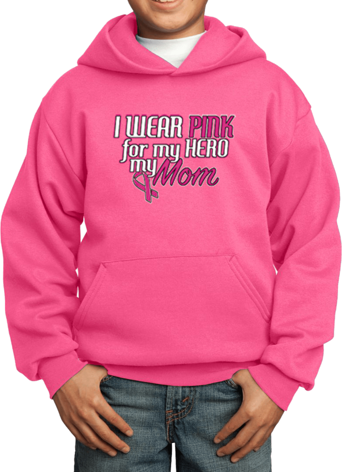 Buy Cool Shirts Kids Breast Cancer Hoodie Pink For My Hero - Picture 7 of 9