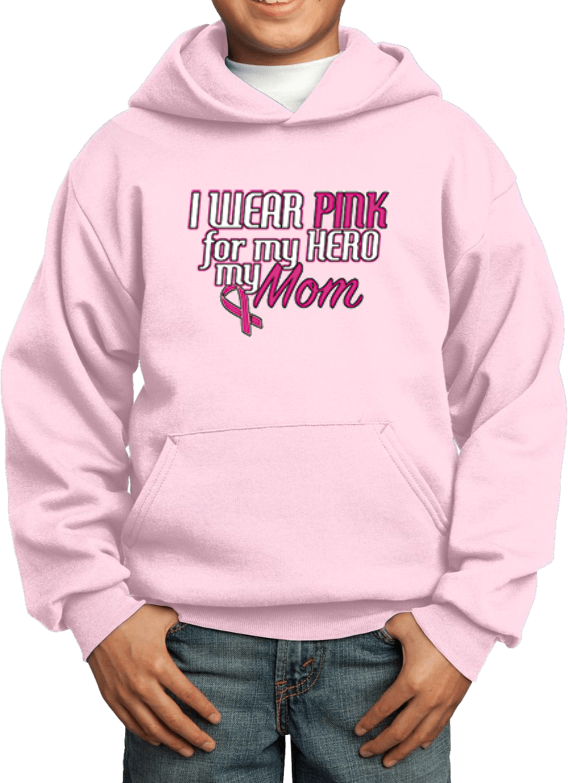 Buy Cool Shirts Kids Breast Cancer Hoodie Pink For My Hero - Picture 8 of 9