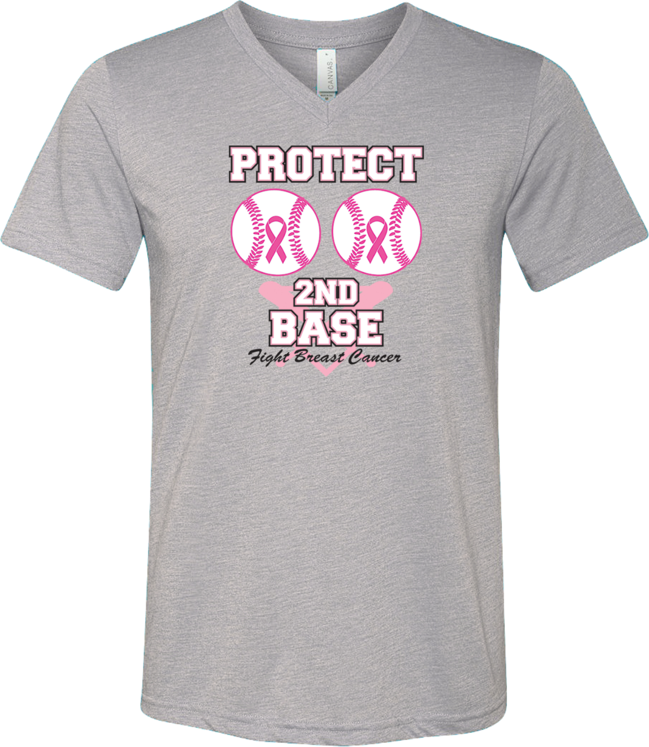 Buy Cool Shirts Breast Cancer T-shirt Protect Second Base Tri Blend V-Neck