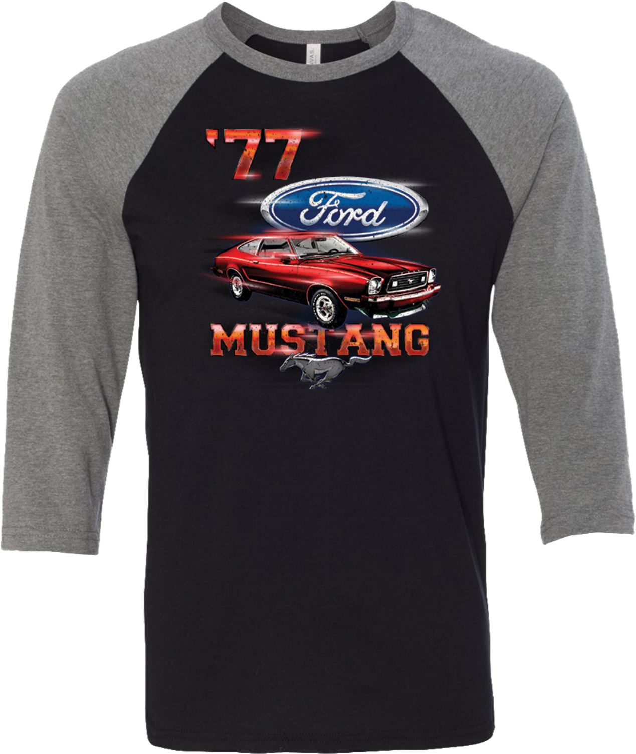 Buy Cool Shirts Ford T-shirt 1977 Mustang Raglan