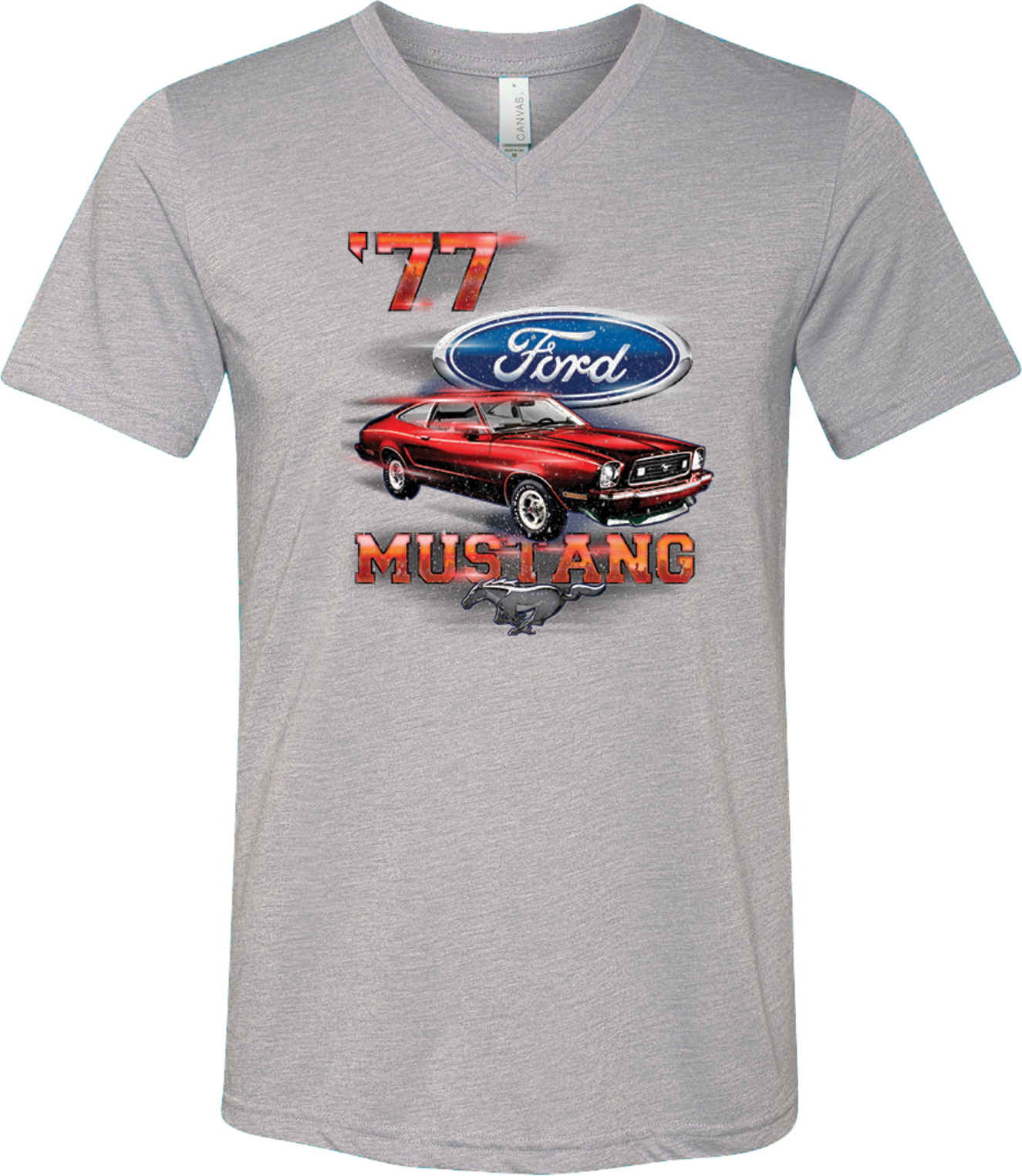 Buy Cool Shirts Ford T-shirt 1977 Mustang Tri Blend V-Neck