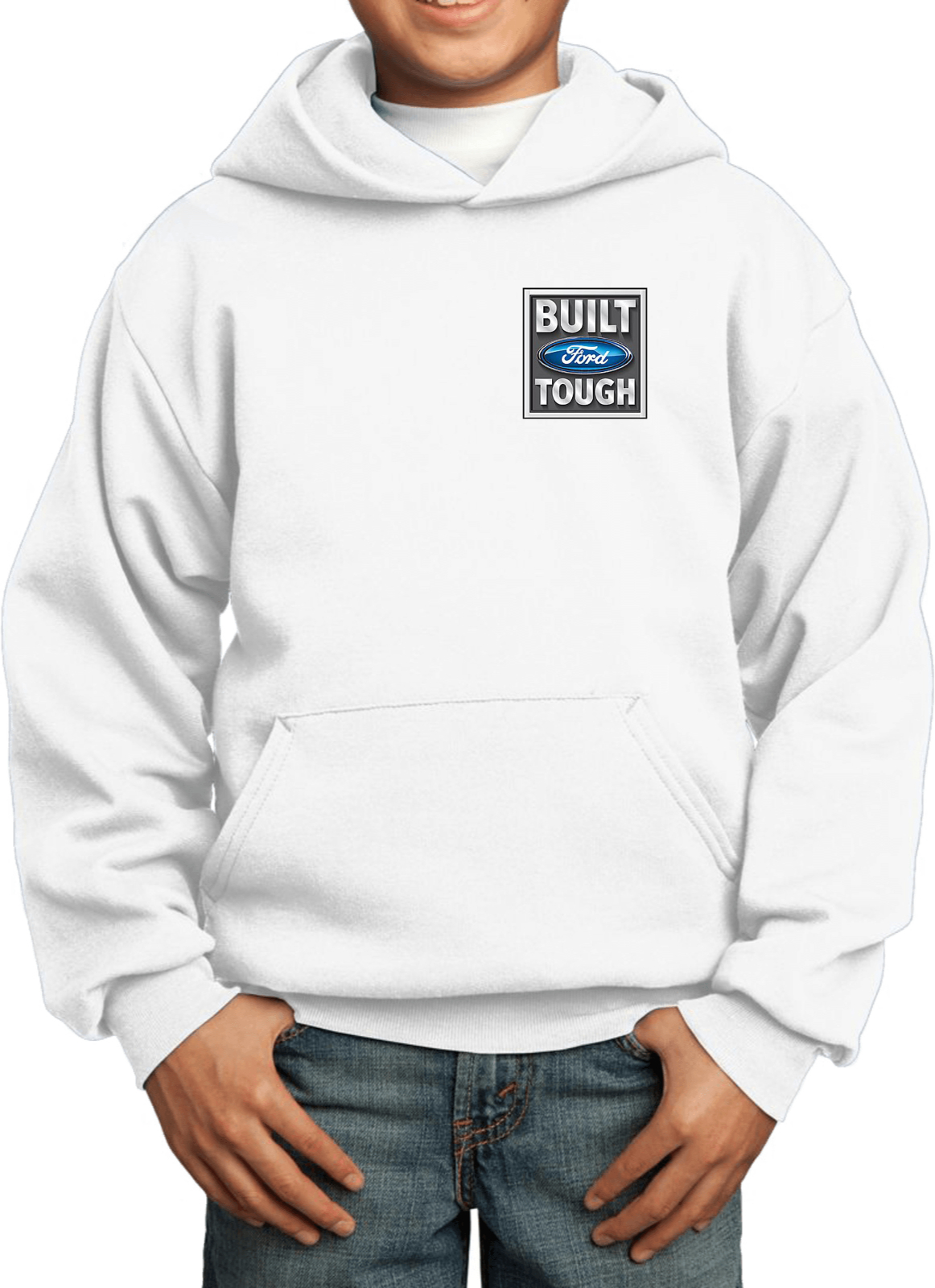 Built Ford Tough Kids Hoodie Pocket Print - Picture 14 of 14