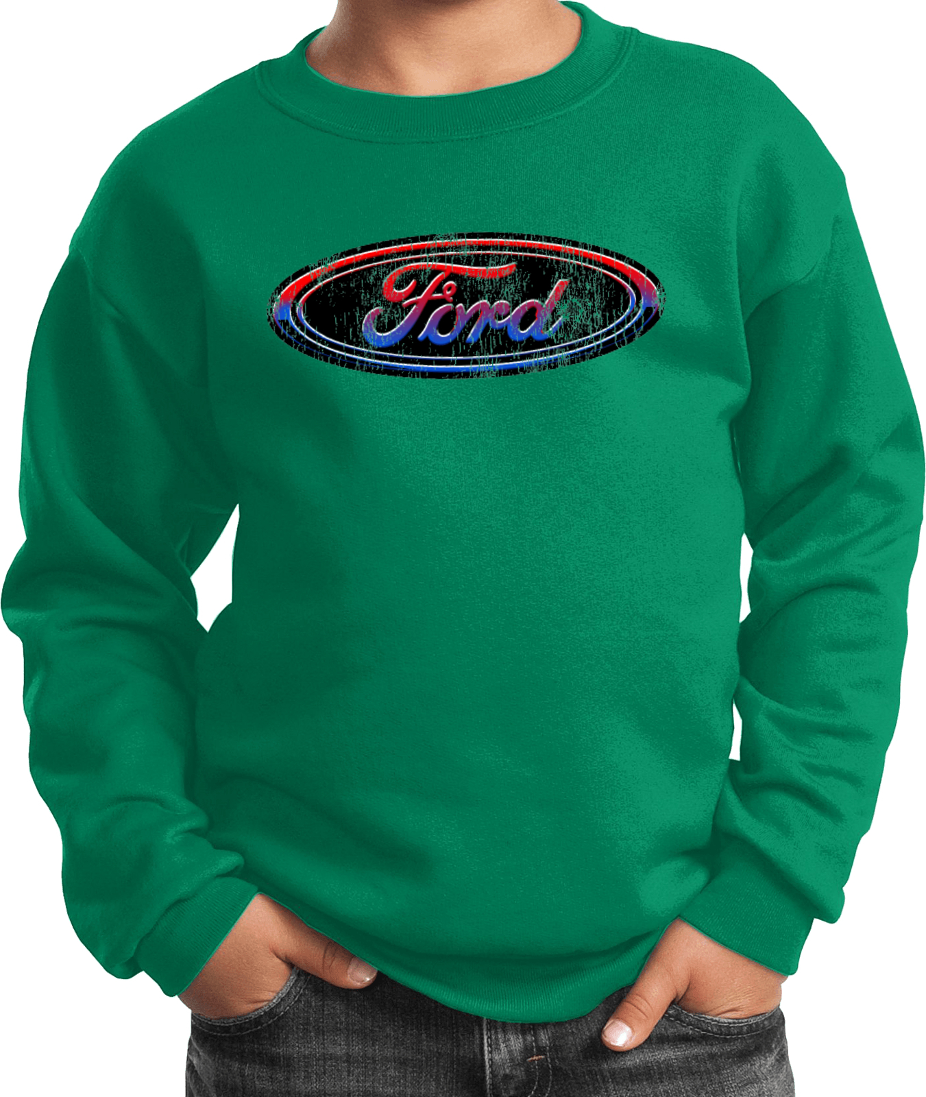 Kids Ford Oval Sweatshirt Distressed Logo - Picture 7 of 19