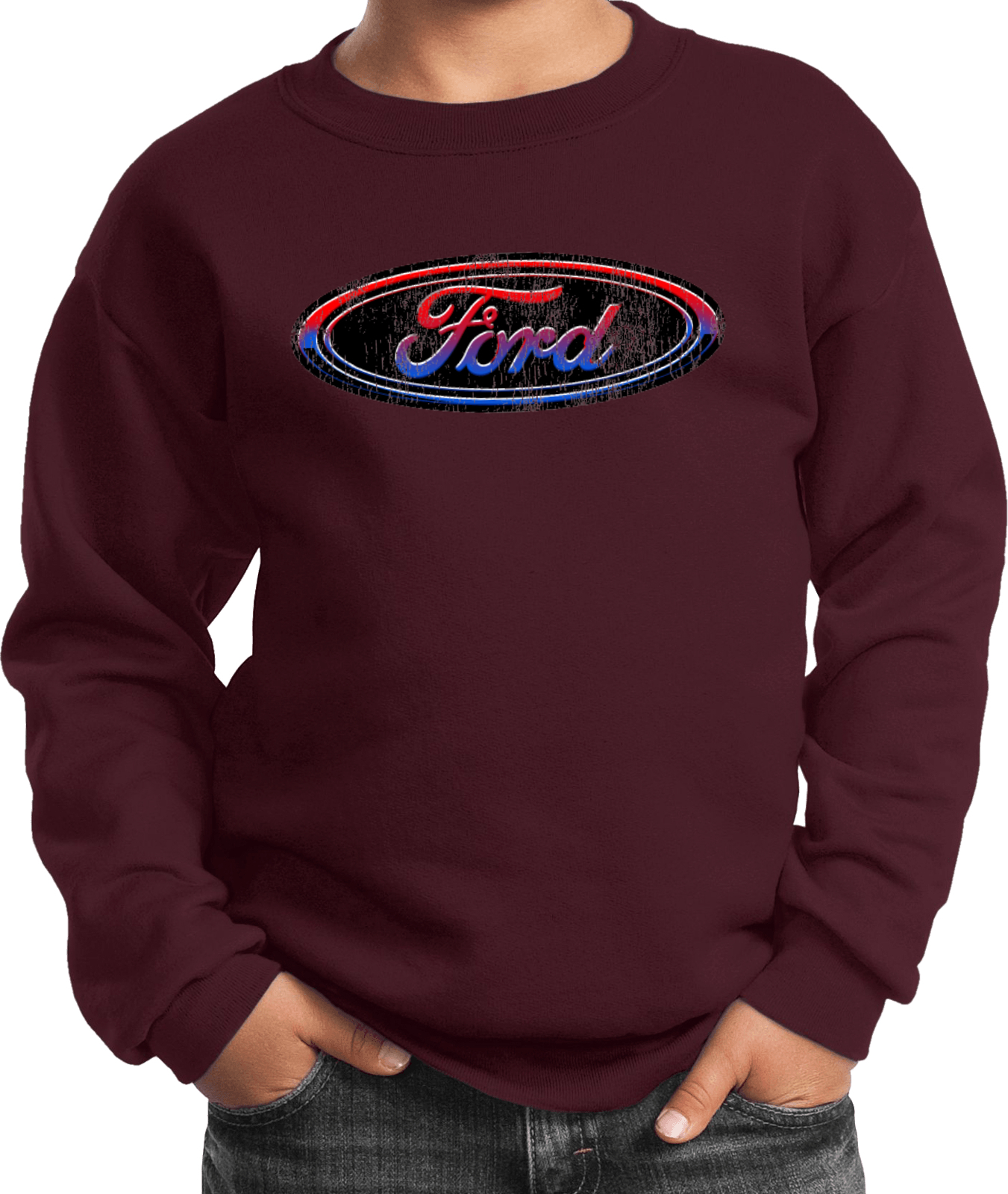 Kids Ford Oval Sweatshirt Distressed Logo - Picture 8 of 19