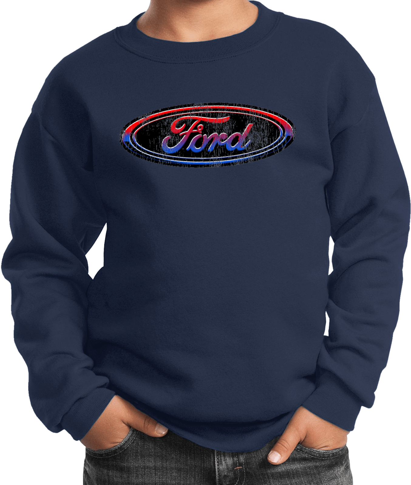 Kids Ford Oval Sweatshirt Distressed Logo - Picture 9 of 19